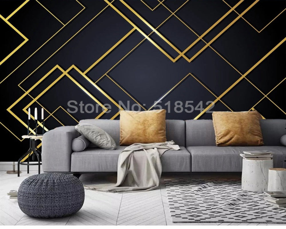 3D Wallpaper Golden Lines Series